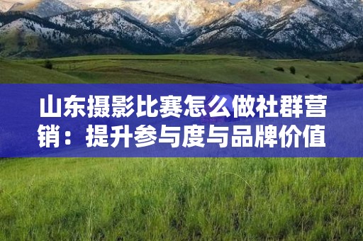 山东摄影比赛怎么做社群营销：提升参与度与品牌价值的最佳实践