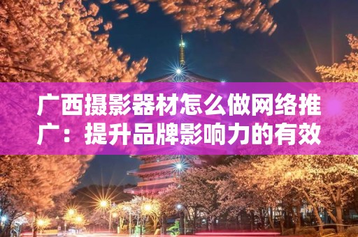 广西摄影器材怎么做网络推广：提升品牌影响力的有效策略