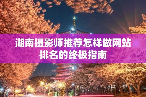 湖南摄影师推荐怎样做网站排名的终极指南