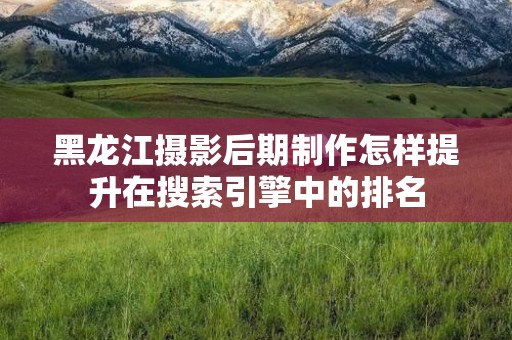 黑龙江摄影后期制作怎样提升在搜索引擎中的排名