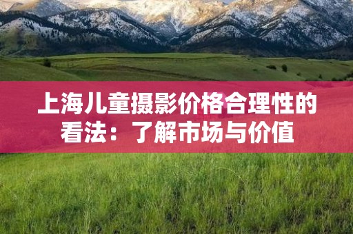 上海儿童摄影价格合理性的看法：了解市场与价值