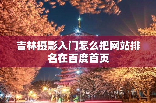 吉林摄影入门怎么把网站排名在百度首页