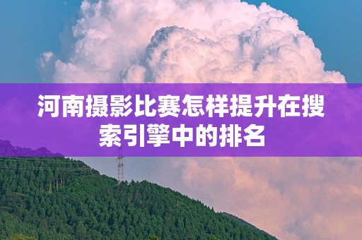 河南摄影比赛怎样提升在搜索引擎中的排名