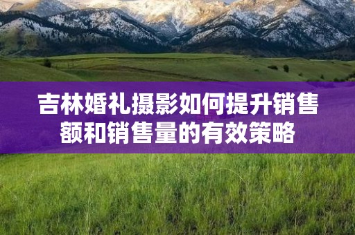吉林婚礼摄影如何提升销售额和销售量的有效策略