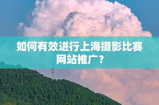 如何有效进行上海摄影比赛网站推广？