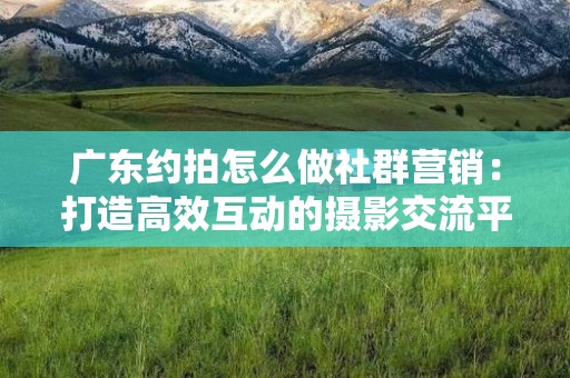 广东约拍怎么做社群营销：打造高效互动的摄影交流平台