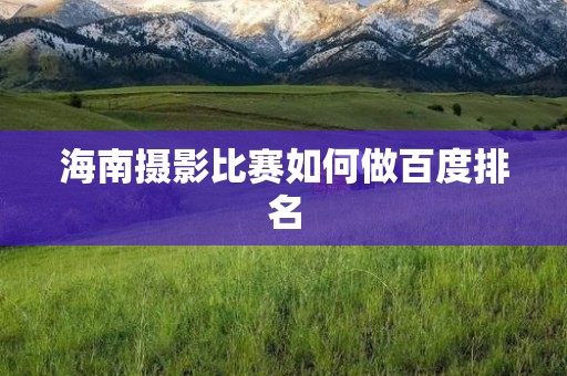 海南摄影比赛如何做百度排名