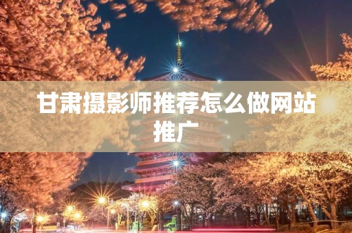 甘肃摄影师推荐怎么做网站推广