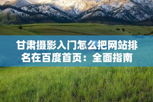 甘肃摄影入门怎么把网站排名在百度首页：全面指南