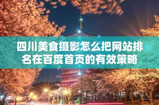 四川美食摄影怎么把网站排名在百度首页的有效策略