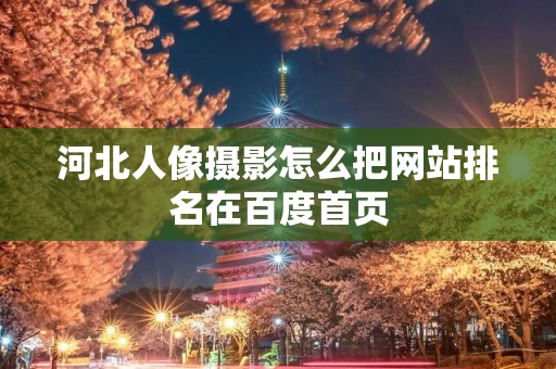 河北人像摄影怎么把网站排名在百度首页