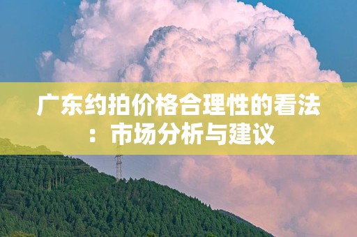 广东约拍价格合理性的看法：市场分析与建议