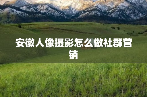 安徽人像摄影怎么做社群营销